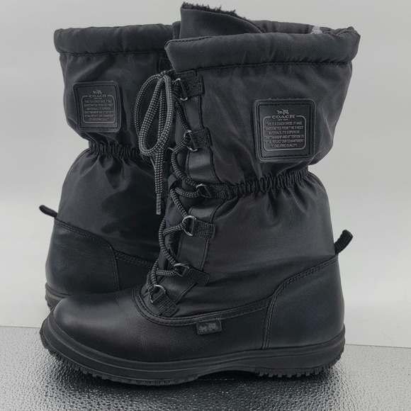 Coach Sage All Weather Leather Nylon Boots 6 Black 36 EUR - Picture 12 of 14